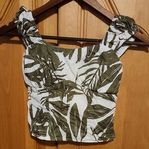 Abercrombie & Fitch Green Leaf Print Tank Top